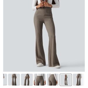 HALARA High-Waist Flare Knit Pants in Taupe